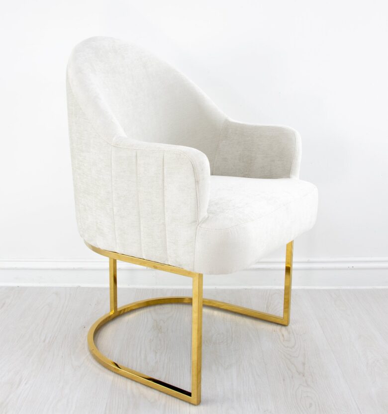 Milano Gold Chair Grey- Lillian Home