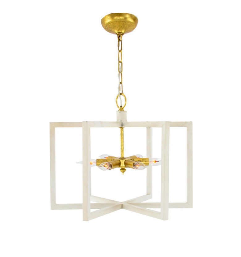 Aron 6 Light White and Gold Lantern- Lillian Home