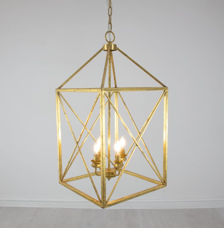 Megan 4 Light Gold Lantern- Lillian Home