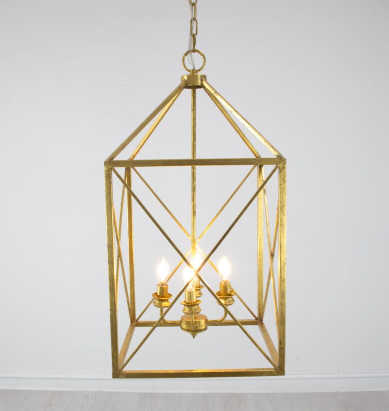 Megan 4 Light Gold Lantern- Lillian Home