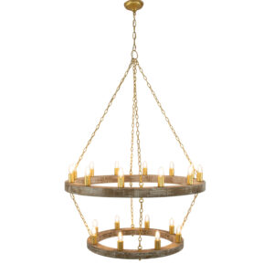 Maloz Natural Oak & Gold Chandelier- Lillian Home