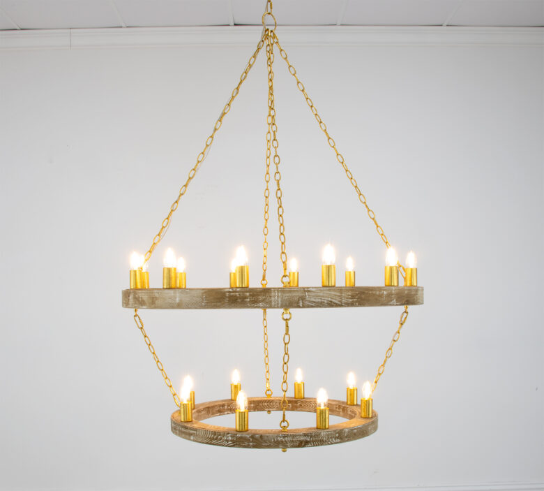 Maloz Natural Oak & Gold Chandelier - Image 4