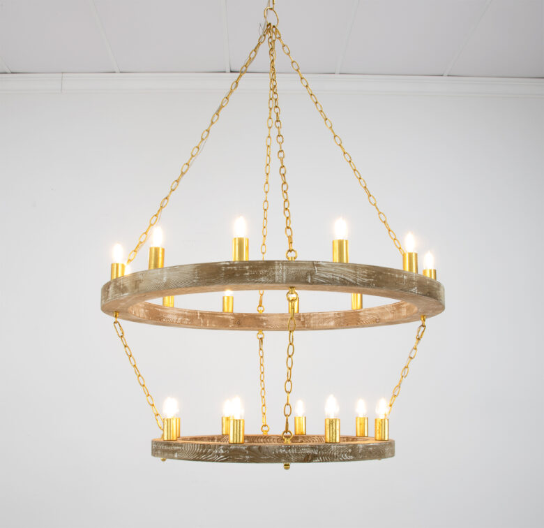 Maloz Natural Oak & Gold Chandelier - Image 5