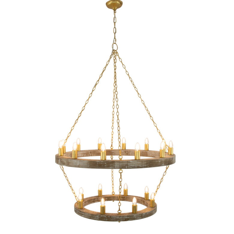 Maloz Natural Oak & Gold Chandelier- Lillian Home