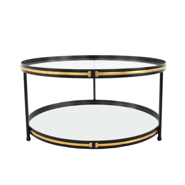 Tiffany Black & Gold Round Coffee Table- Lillian Home