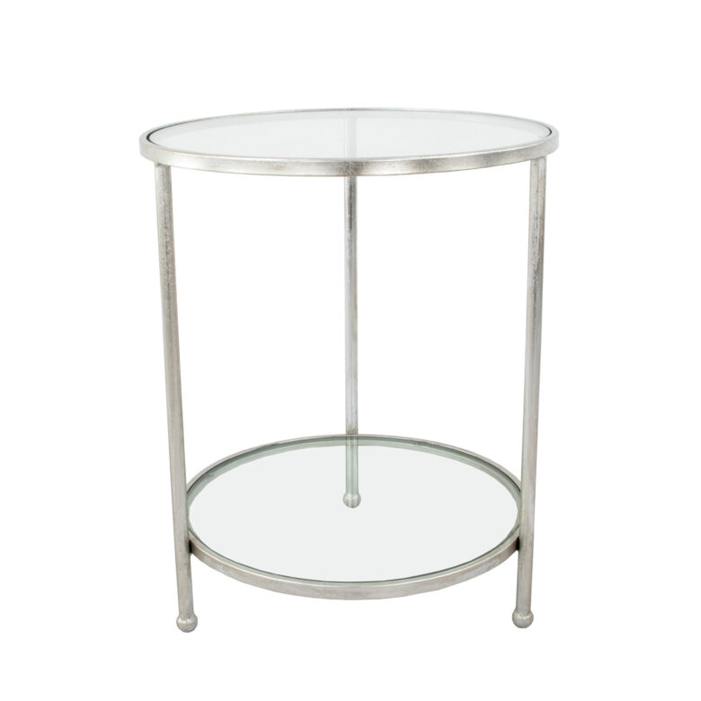 Lilia Silver Round Side Table- Lillian Home