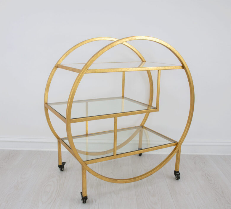 Milo Round Gold Bar Cart - Image 4