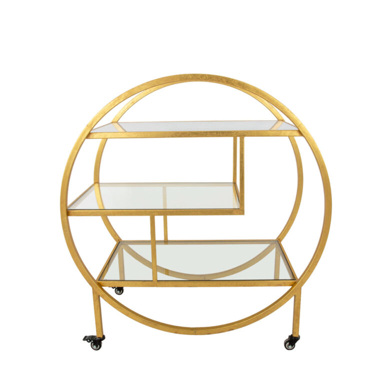 Milo Round Gold Bar Cart- Lillian Home