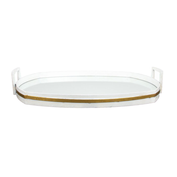 Santiago White and Gold Tray- Lillian Home