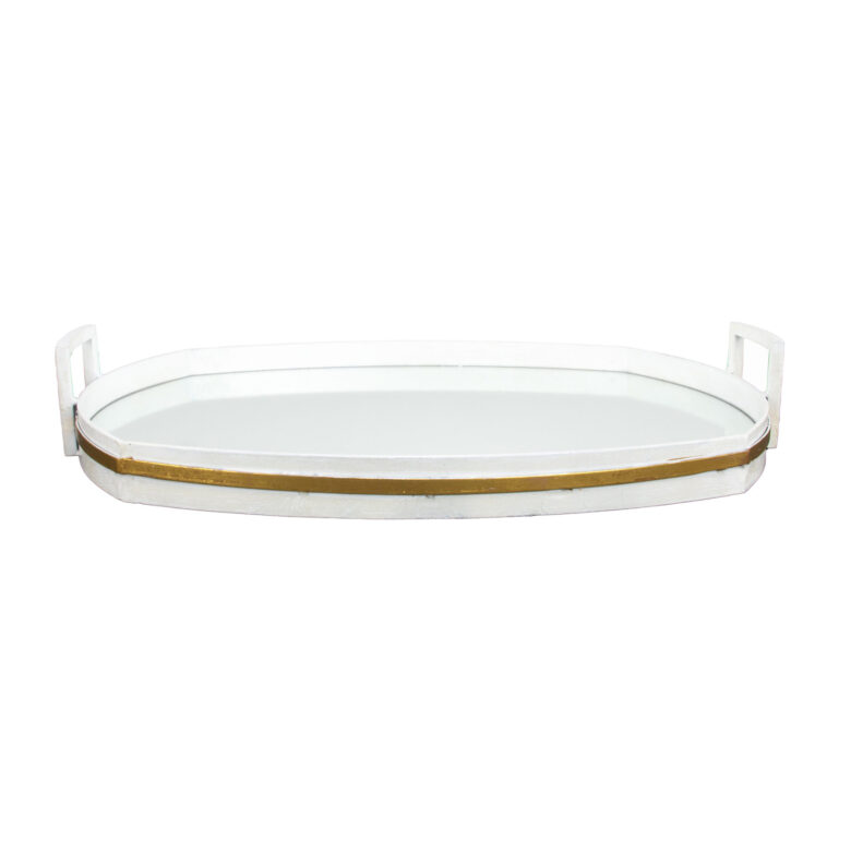 Santiago White and Gold Tray- Lillian Home