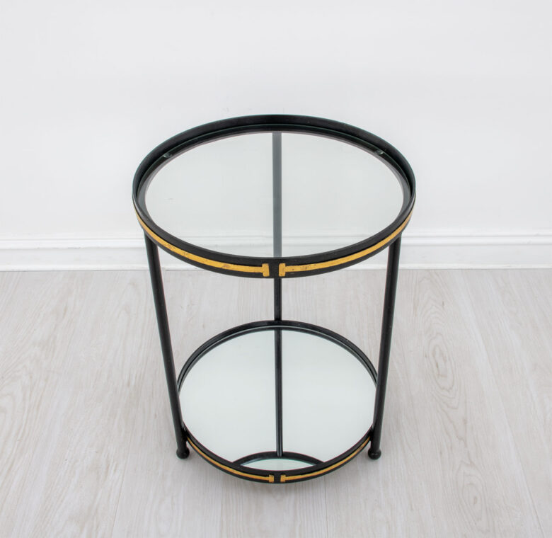 Tiffany Black & Gold Round Side Table - Image 3