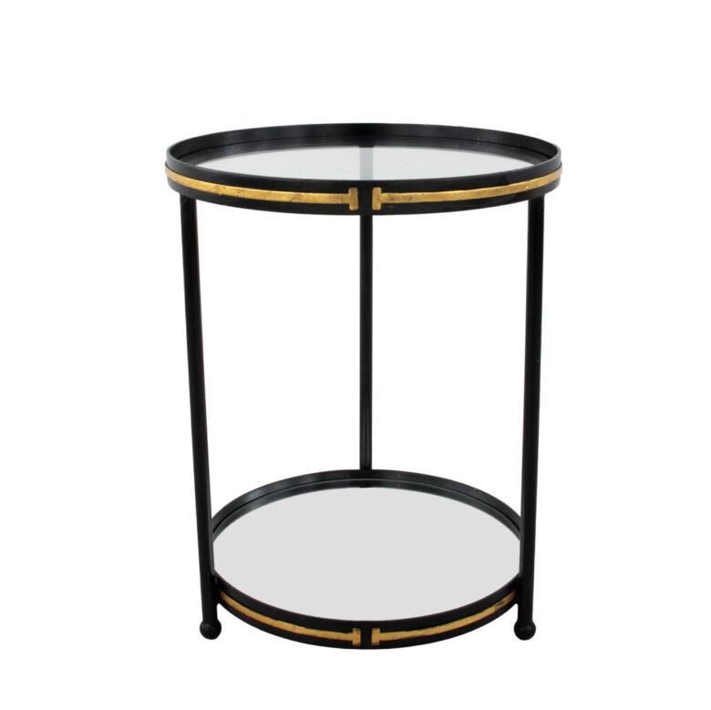 Tiffany Black & Gold Round Side Table