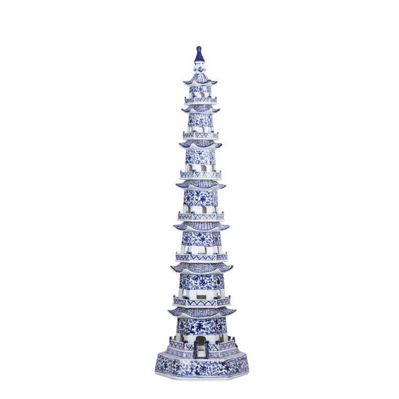 Blue And White Pagoda 7 Tier Twisted Vine Motif