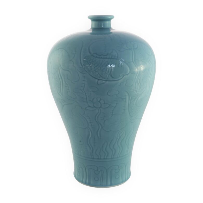 Celadon Fish Plum Vase - L