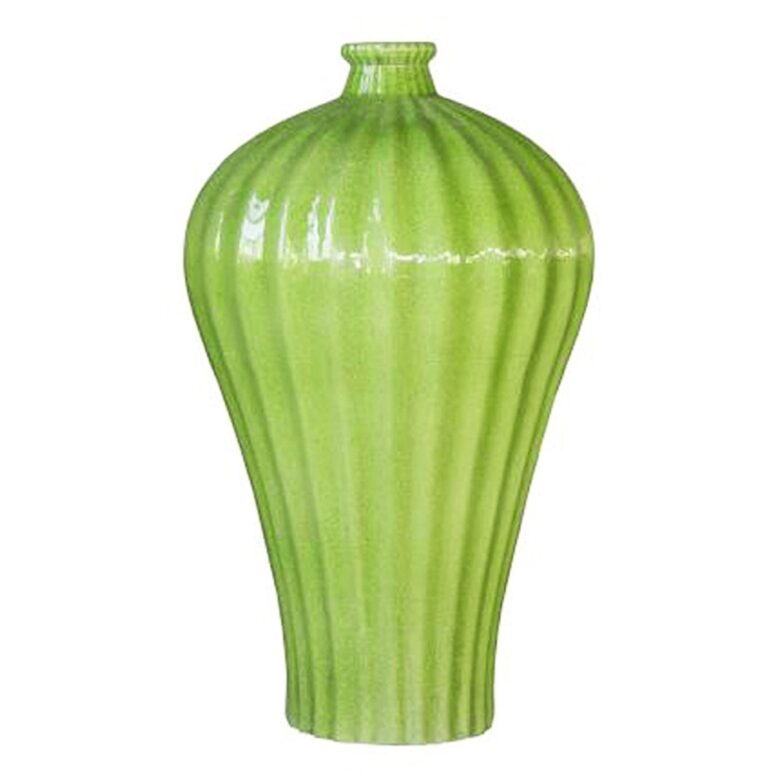 Fluted Plum Vase - Lime Green