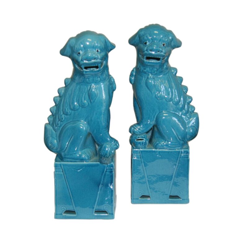 Sitting Foo Dog Pair Turquoise - M