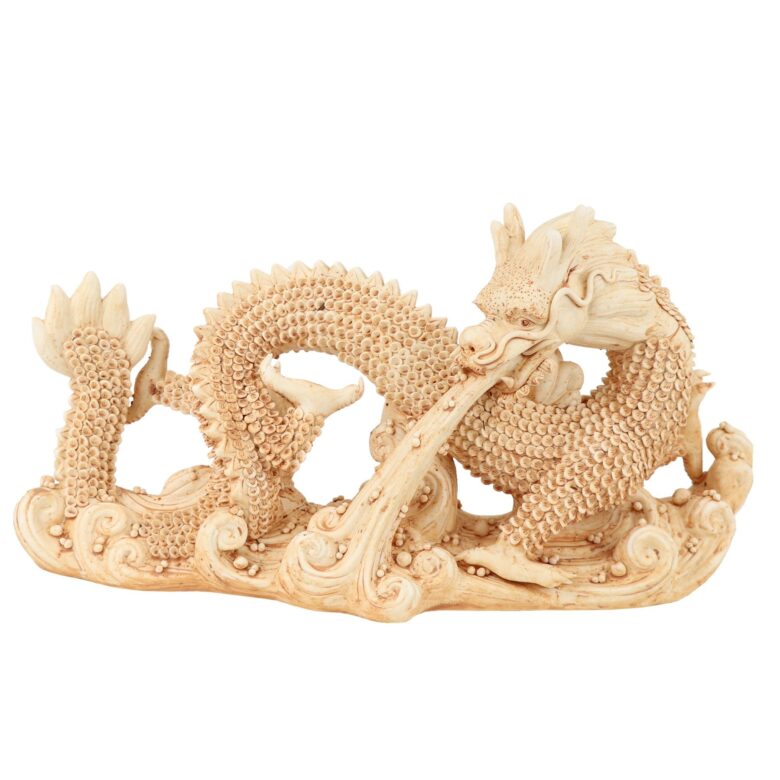 Distressed White Sea Dragon Statue