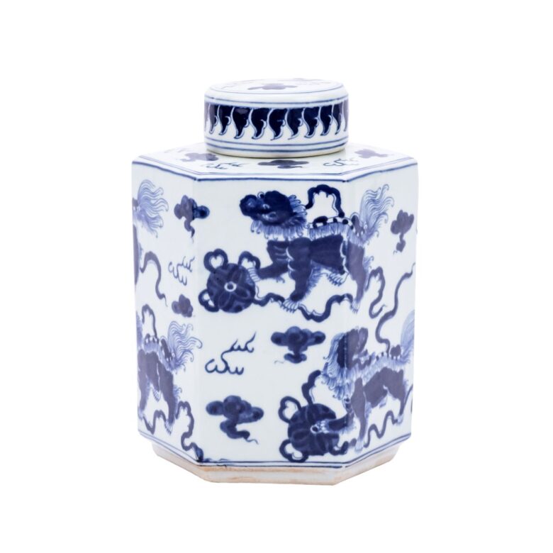 B&W Lion Hexagonal Tea Jar