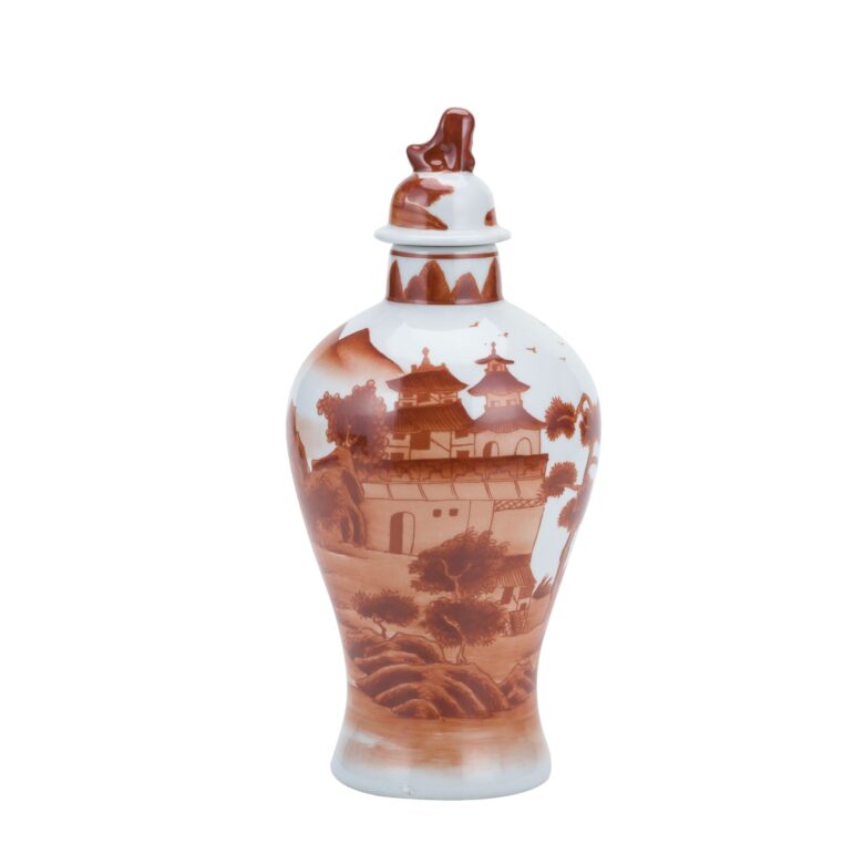 Orange Slim Jar Landscape Motif