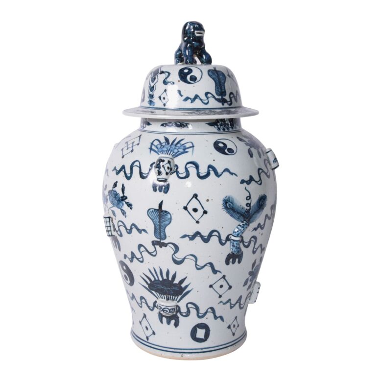 Blue And White Porcelain Antique Symbol Temple Jar