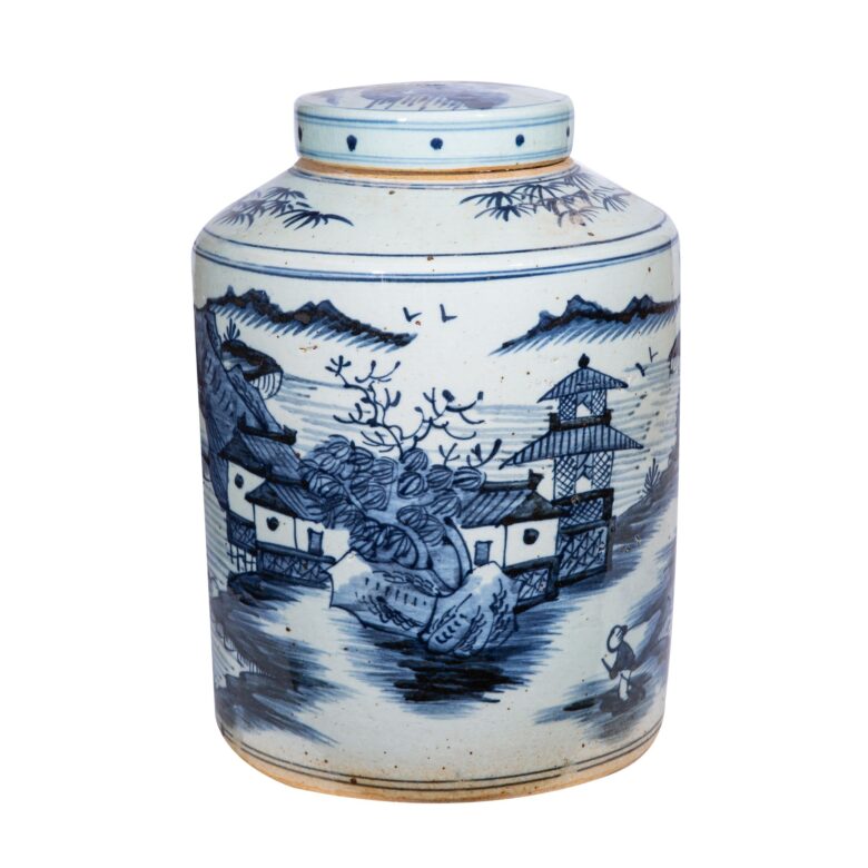 Large Dynasty Tea Jar Landscape Motif