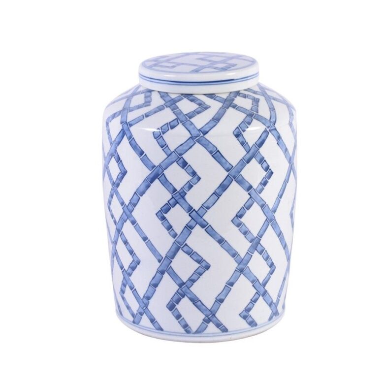 Blue and White Bamboo Joints Round Tea Jar