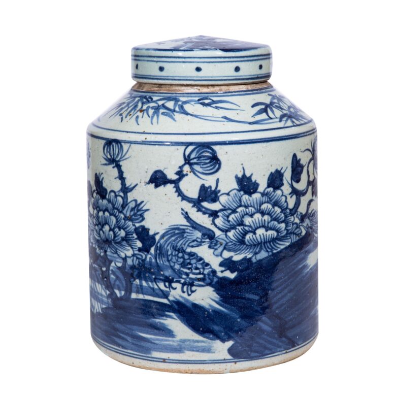 Dynasty Tea Jar Bird Floral Motif Small