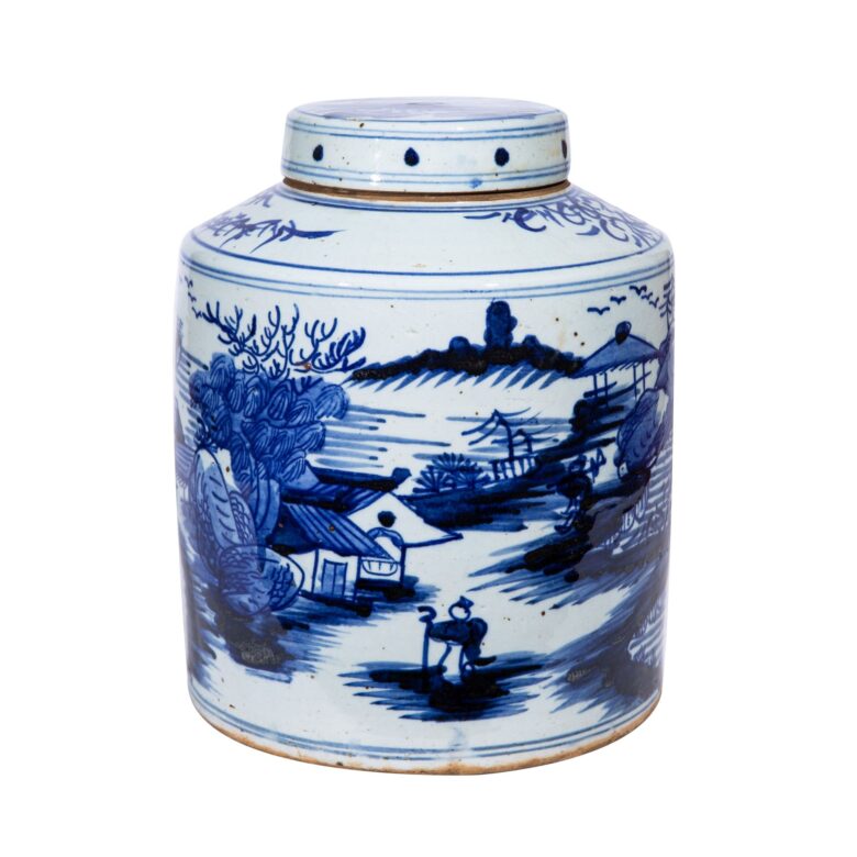 Dynasty Tea Jar Landscape Motif Small