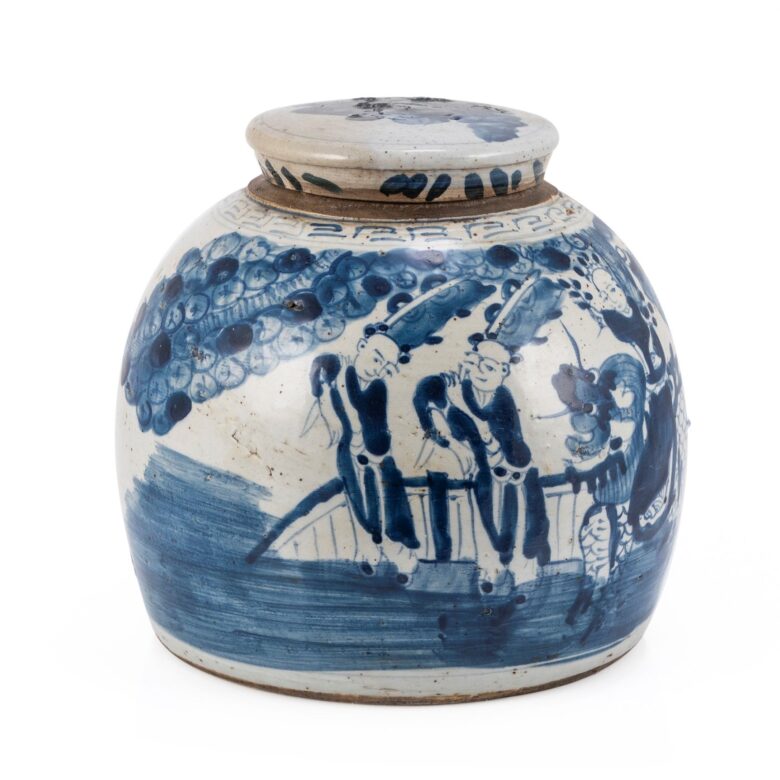 Blue & White Vintage Ming Jar Enchanted Children Motif - Large