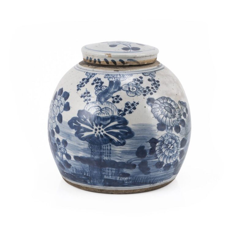 Blue & White Vintage Ming Jar Four Season Plant - Small