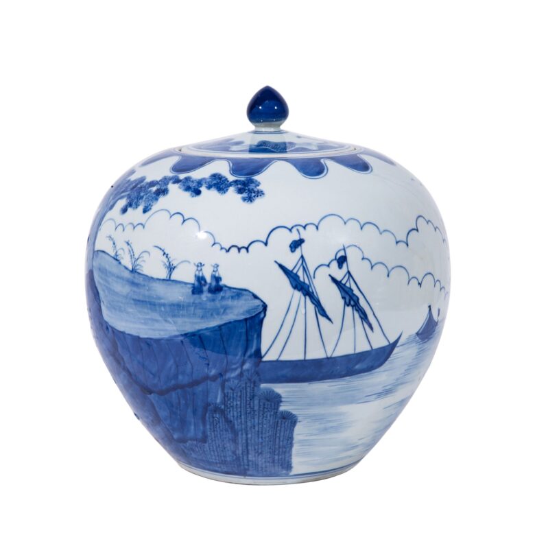 Blue And White Sail Boat Melon Jar