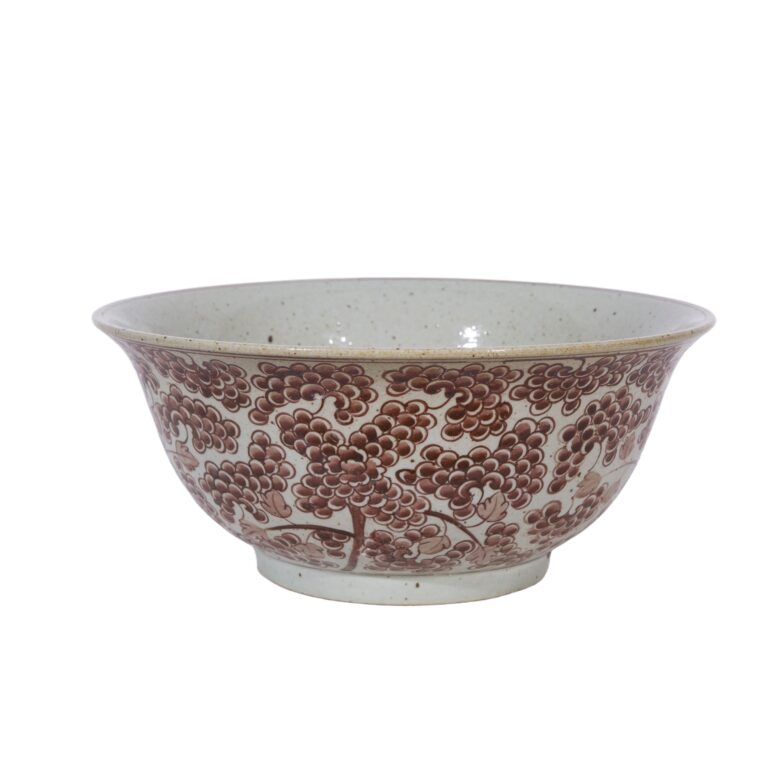 Rustic Maroon Red Bowl Grape Vine Motif