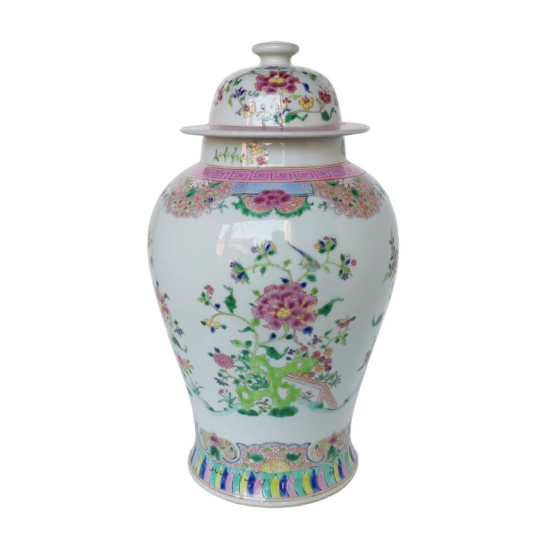 Chinoiserie Floral Temple Jar Multi-Colored