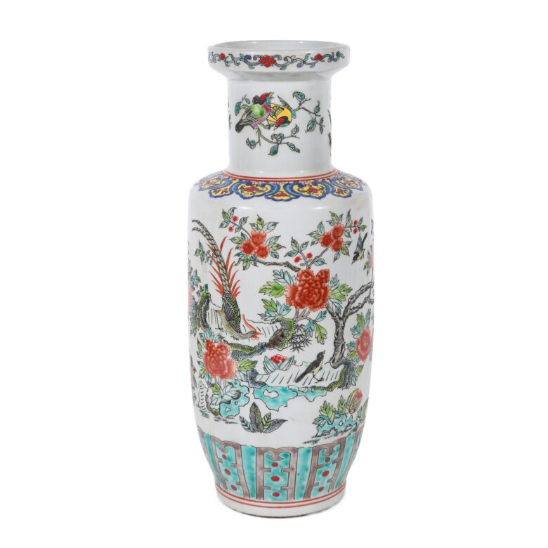 Multi-Colored Pheasant Flower Vase