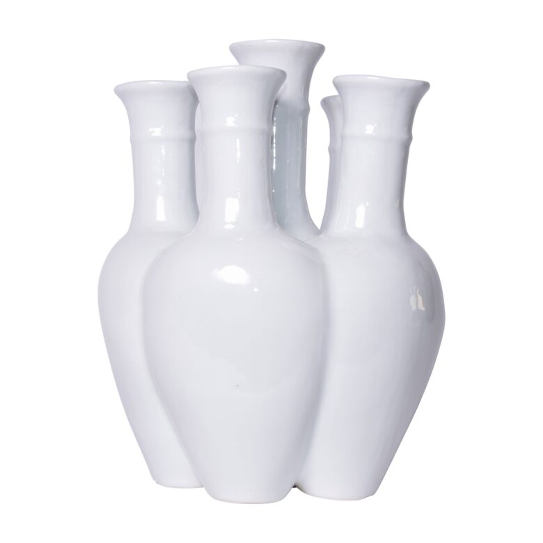 6 Pipe Flower Vase - White