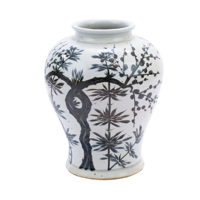 Indigo Twisted Plum Bamboo Open Top Jar