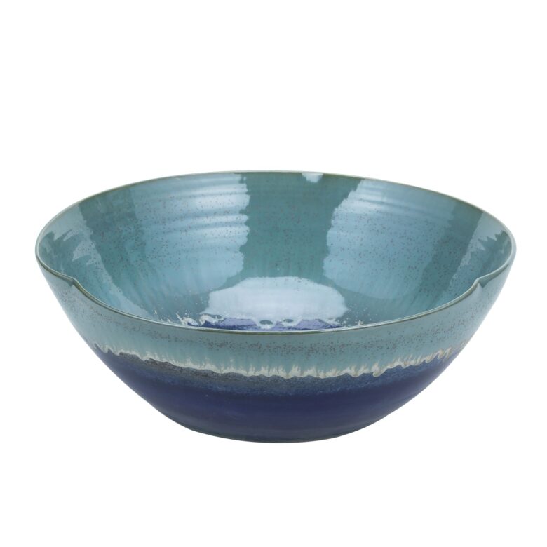 Swirl Bowl Blue Green Reaction Glazed Small