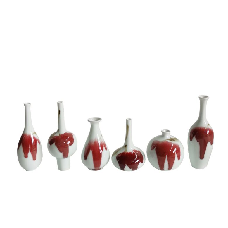 Lang Red Set of 6 Mini Bud Vases