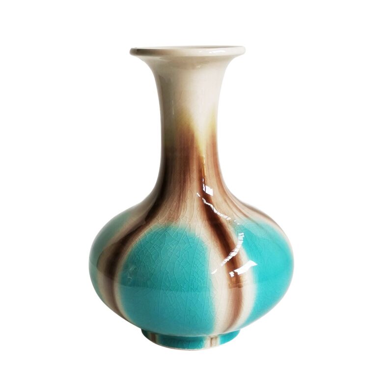 Blue Reaction Glazed Morning Glory Vase