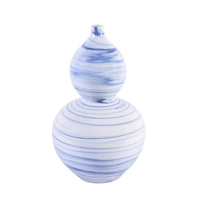 Blue And White Marblized Gourd Vase