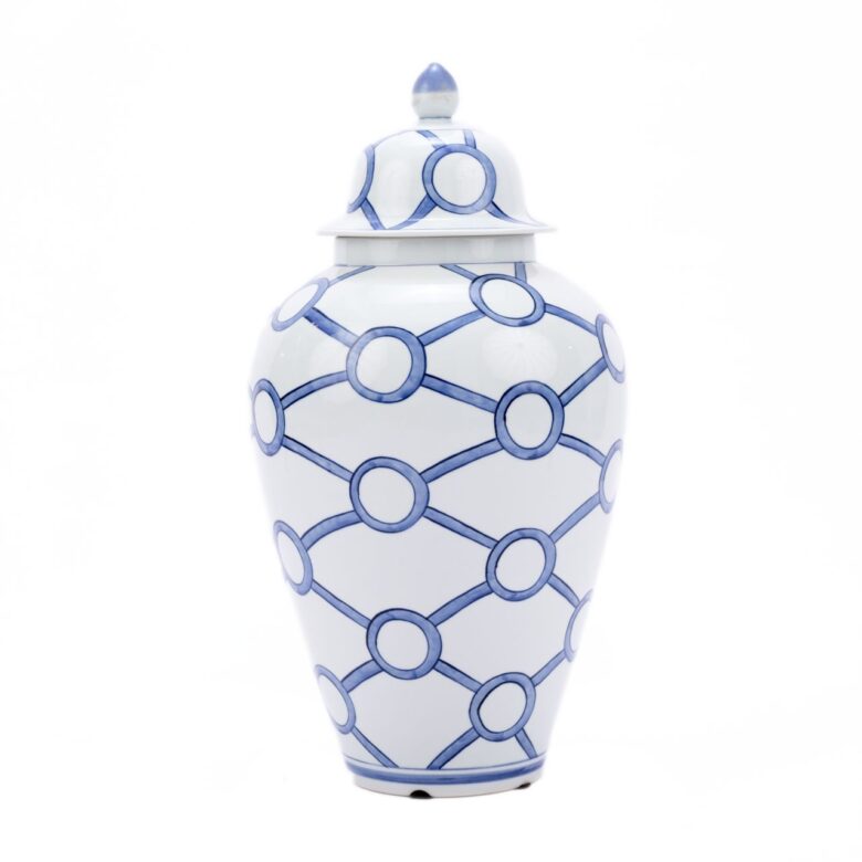 Blue & White Crossing Circles Heaven Jar