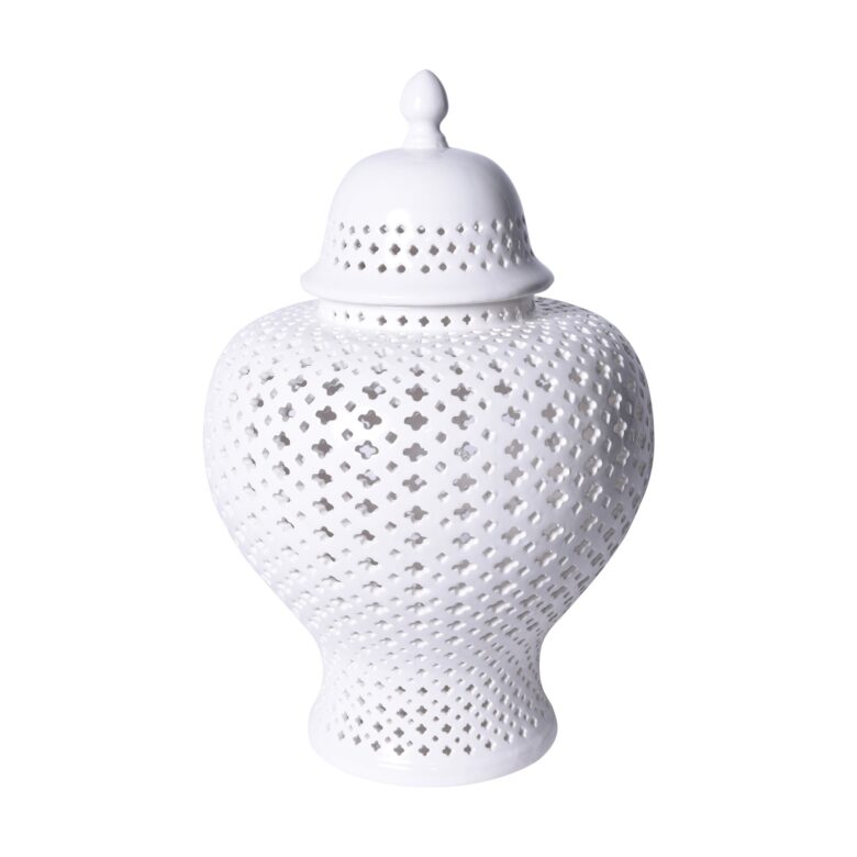 White Lattice Ginger Jar Large