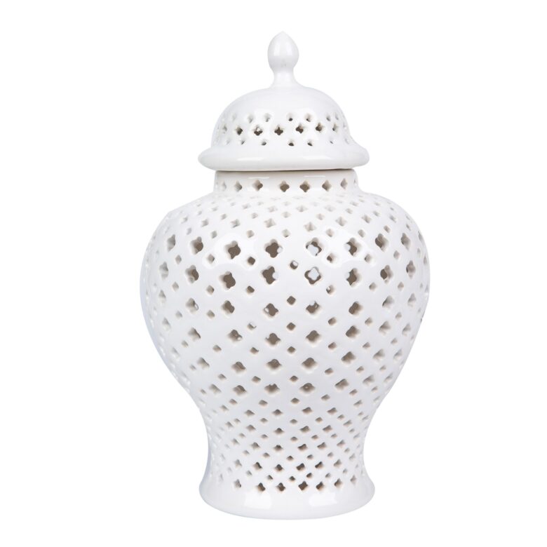 White Lattice Ginger Jar Small