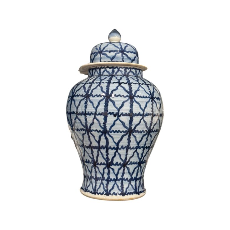 BW Cobalt Chess Grids Temple Jar Medium