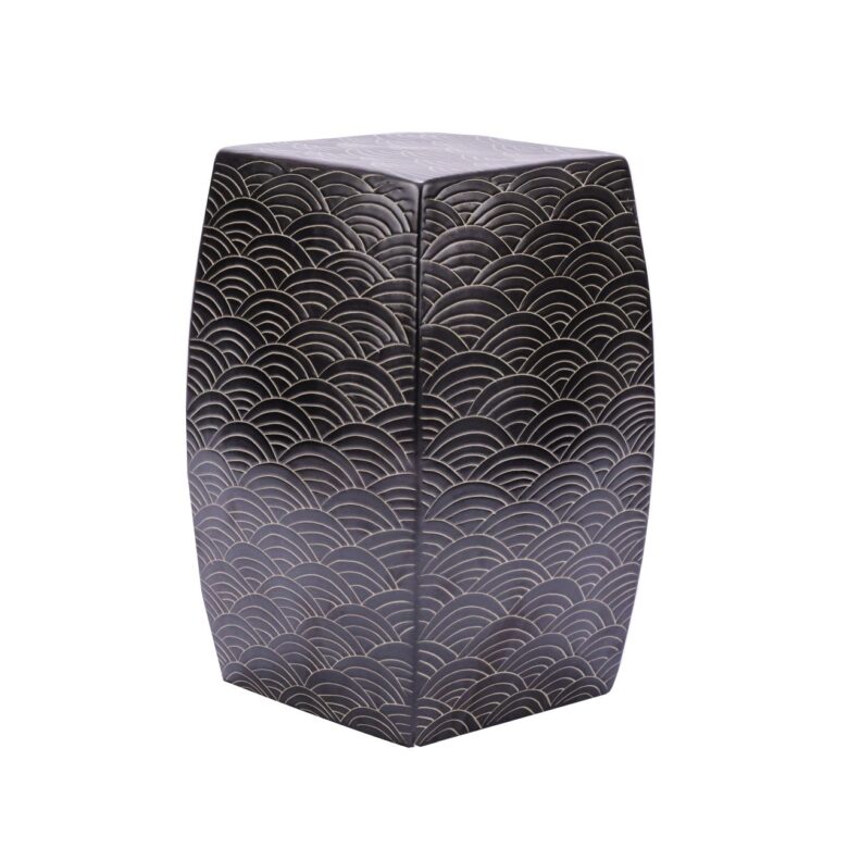 Sea Wave Square Garden Stool Black