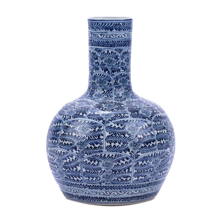 Blue & White Blossom Globular Vase