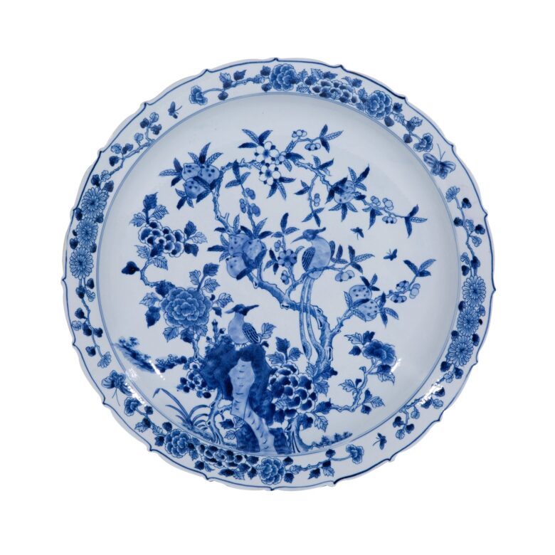 Blue And White Plate Peachtree Bird Motif