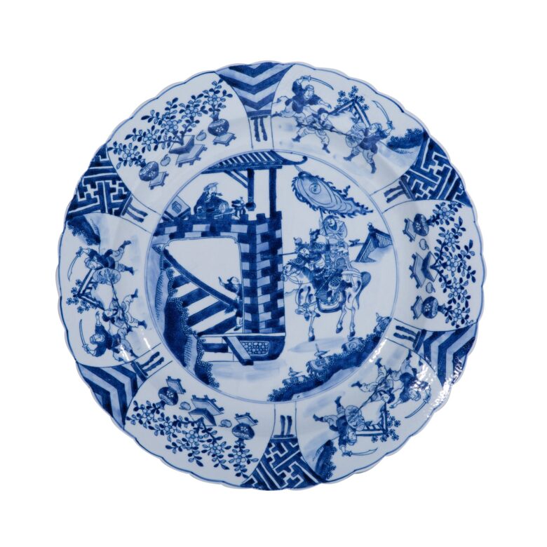 Blue And White Plate Warrior Motif