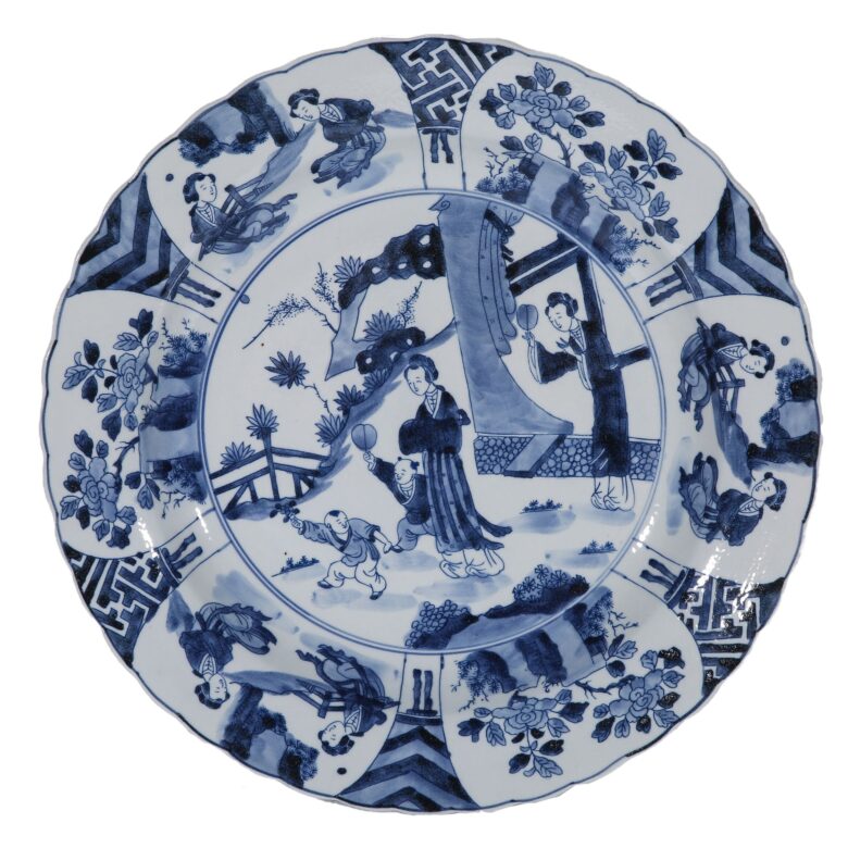 Blue And White Plate Noble Lady Motif