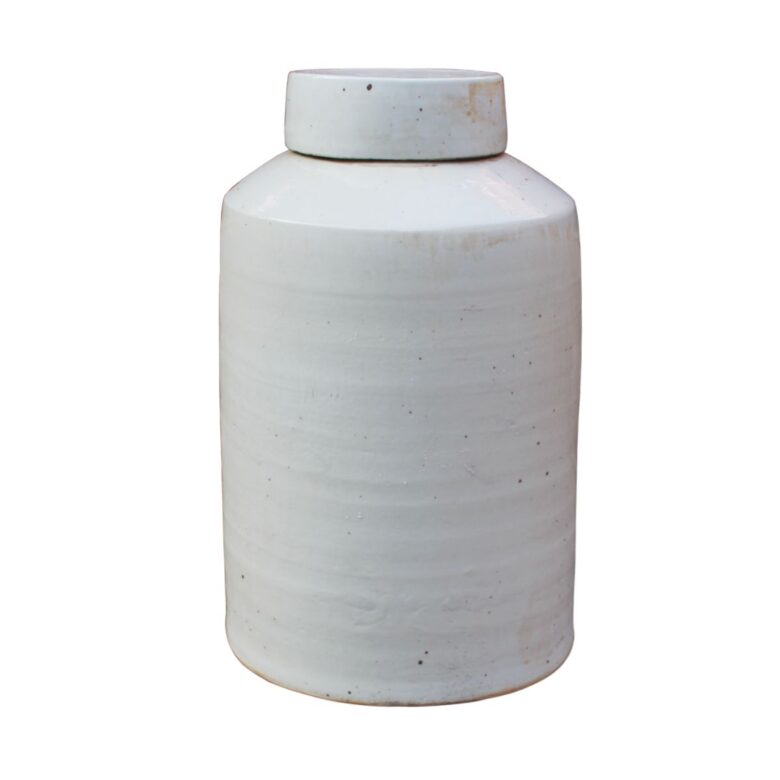 Busan White Round Tea jar Large